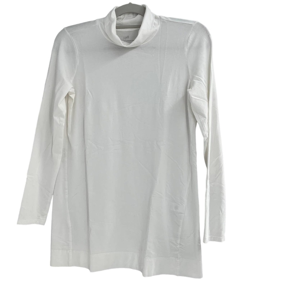 J. Jill Luxe Supima Cotton Top Womens XS Turtleneck Tunic Winter White
